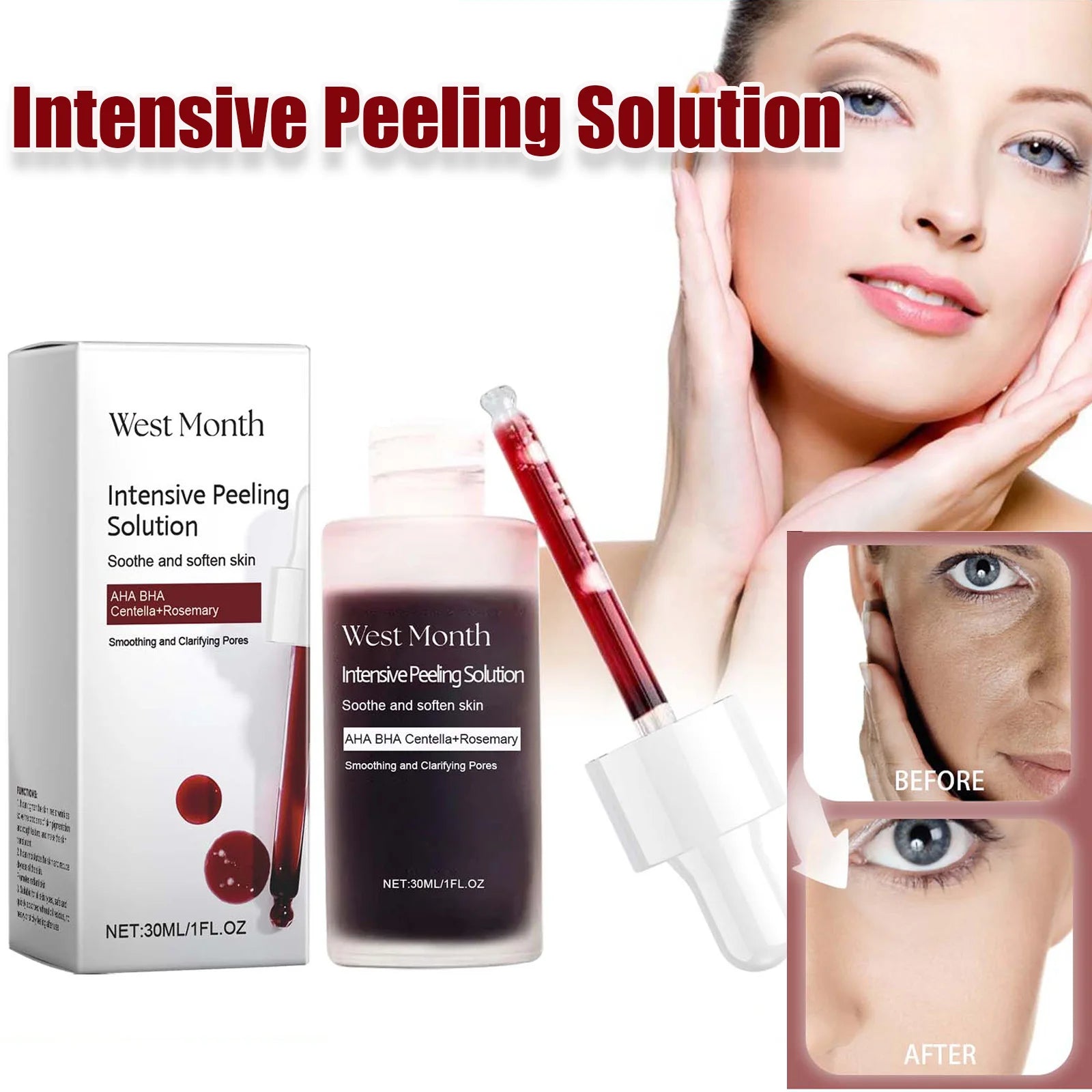 Peeling Face Serum Anti Acne Brightening Exfoliating Shrink Pores Salicylic Acid AHA Serum Reduces Blackheads Smoothing Facial Zpaxo
