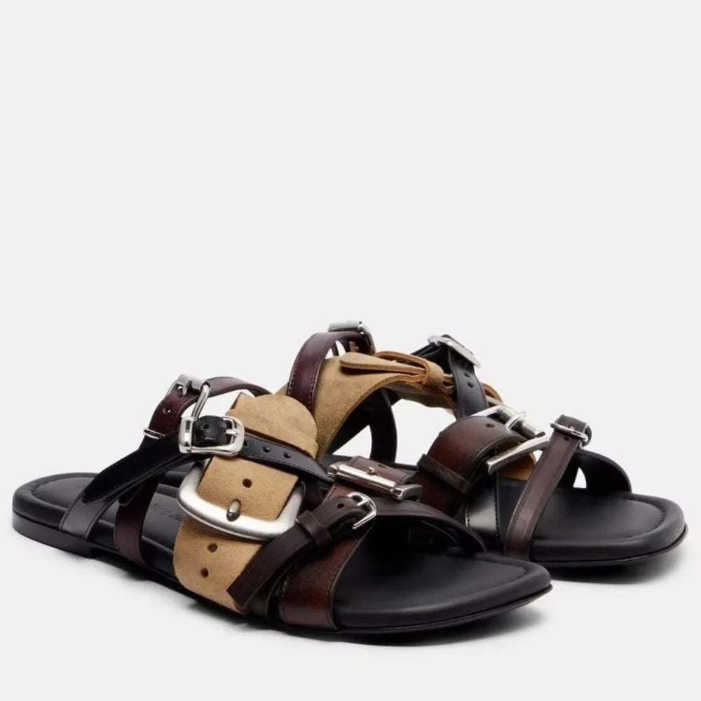 Belt Buckle Roman Vacation Sandals Slippers Women 2026 Summer Retro