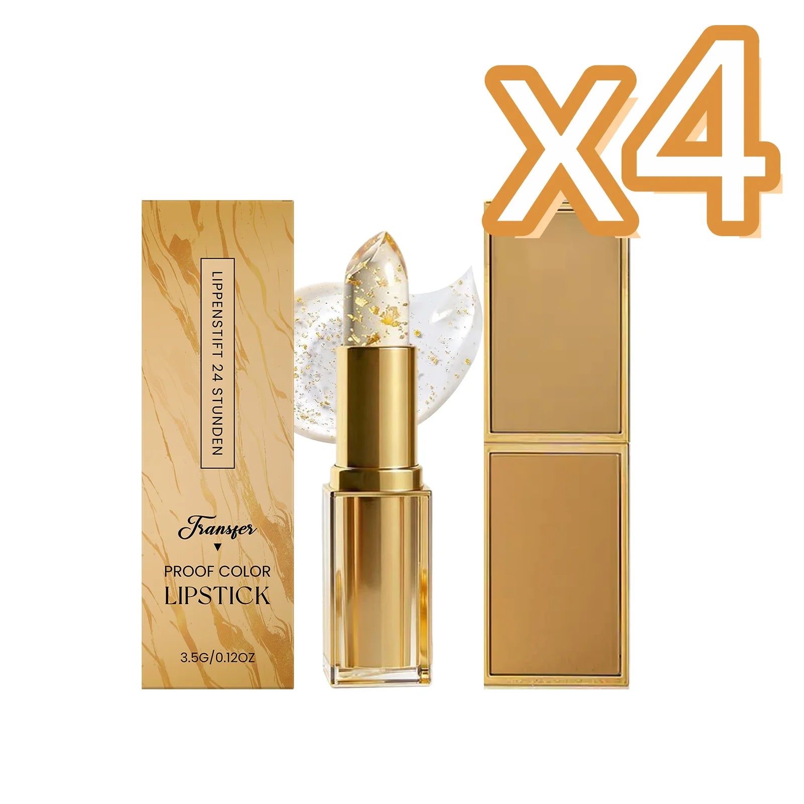 Gold Foil Color Changing Lipstick – Long-Wear Glossy Lip Balm Color Changing Lipstick Zpaxo 3.5g Boxed x 4