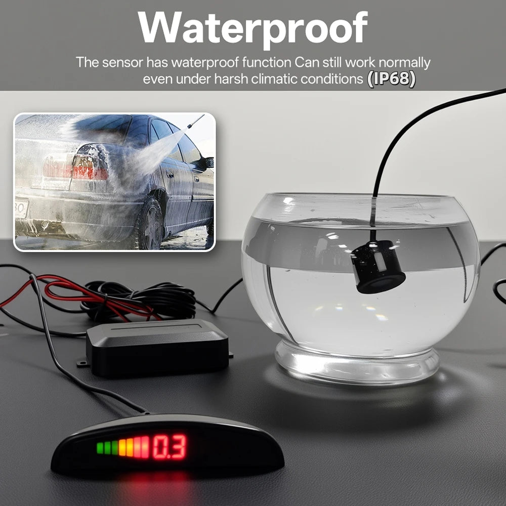 Hippcron Parking Sensors Car Reverse Display 4 Backward Sensor Sound