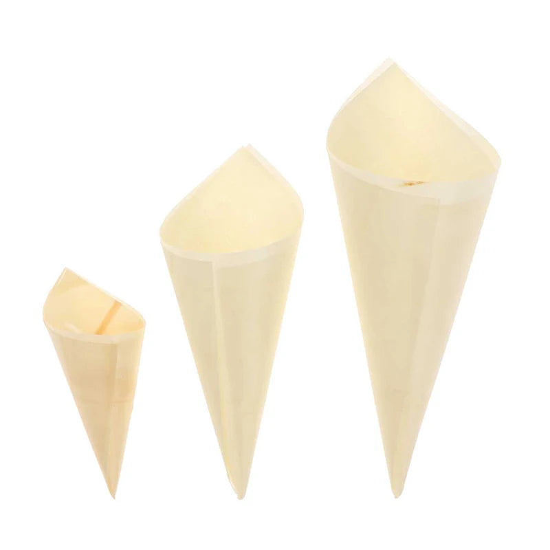 Cones Candy Boxes Disposable Wood Appetizer Biodegradable Cone Veneer
