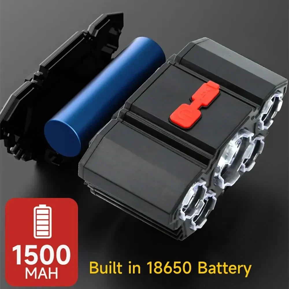 5-LED Rechargeable Headlamp – Waterproof, 4 Modes, 18650 Battery