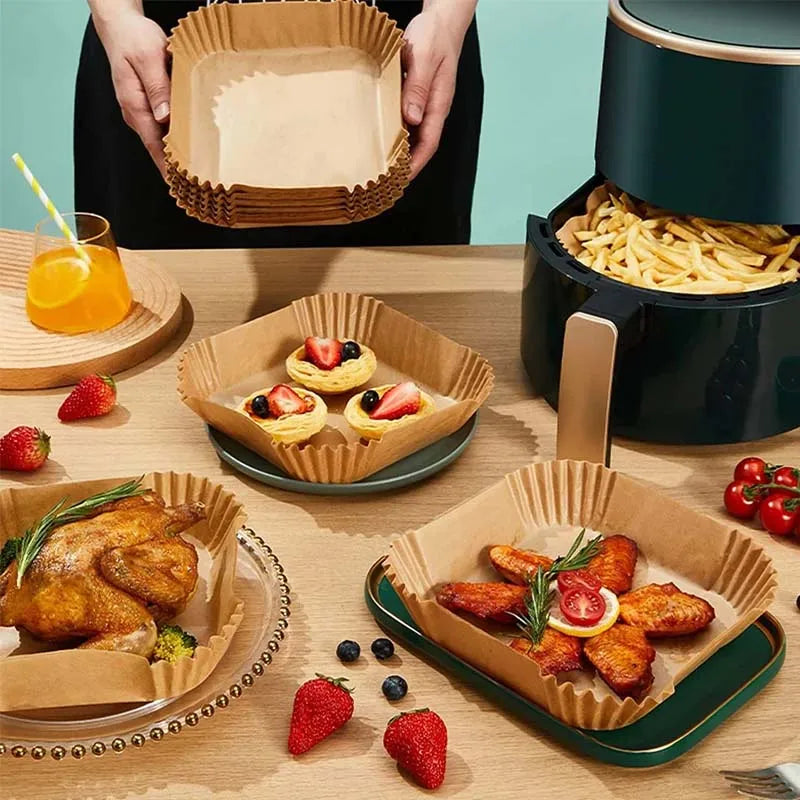 Air Fryer Disposable Baking Paper Liner Non-Stick Mat Steamer Square Round Parchment for Microwave Oven Kitchen Cookers Zpaxo
