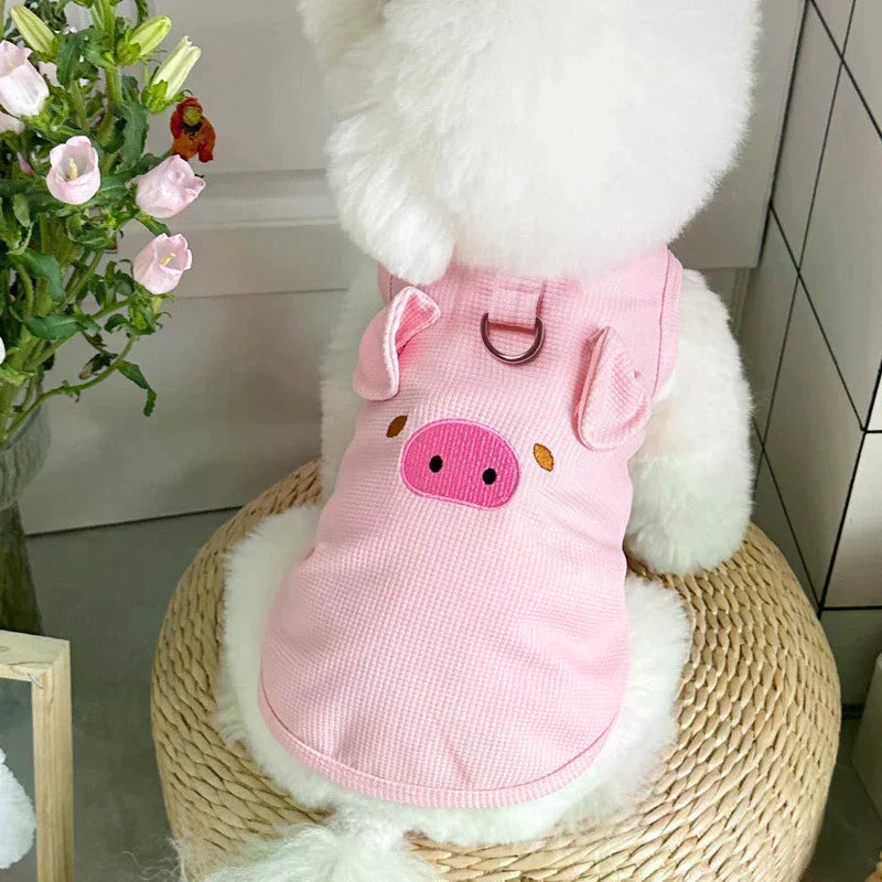 Cute Pet Vest Breathable Waffle Knit Soft Comfortable Traction Buckle Zpaxo