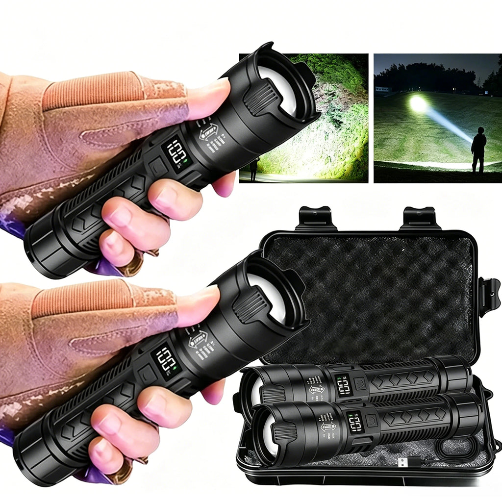 1500LM LED Tactical Flashlight – Type-C Rechargeable Zoom Torch