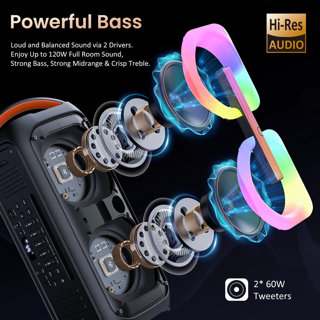 Karaoke Machine 2 Wireless Microphones Dual 60W 6 5 Subwoofer&400W
