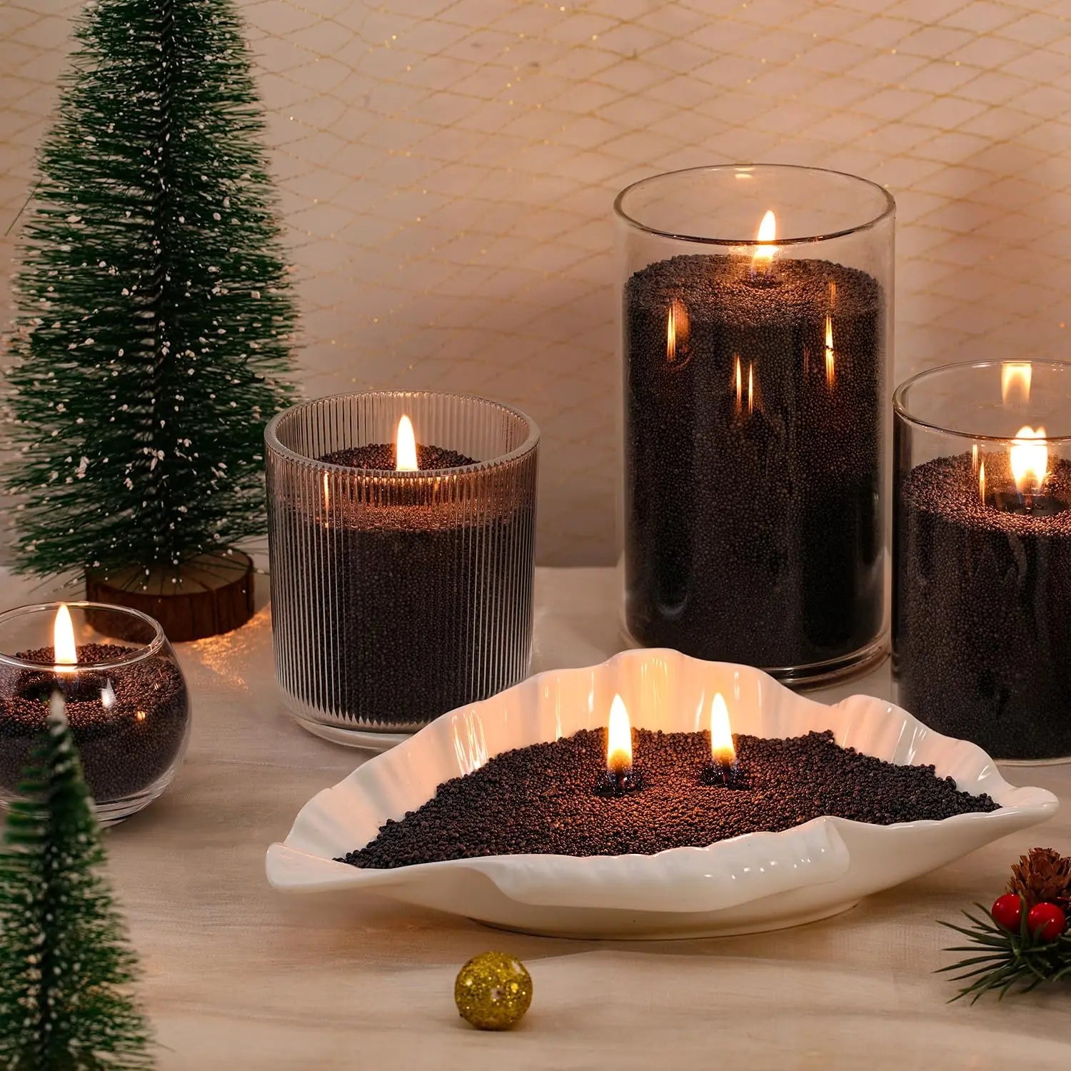 200G White Black Pearled Candle Sand Set with 10pcs Candle Wick DIY Handmade Materials For Beads Candle Making Kit Crafts Zpaxo