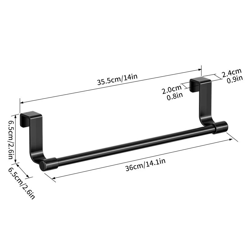 Towel Rack Over Door Stainless Steel Towel Bar Storage Organizer Bathroom Kitchen Cabinet Door Hanging Towel Rack Zpaxo Black 36cm