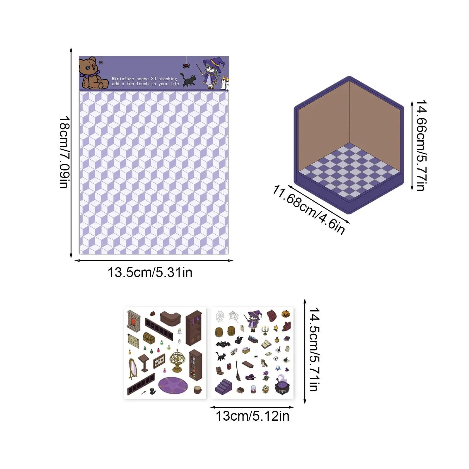 Miniature House Sticker Sets 3D Effect Scrapbook Decals Stress Relief Landscaping Decals For Craft Enthusiasts Teachers Boys Zpaxo