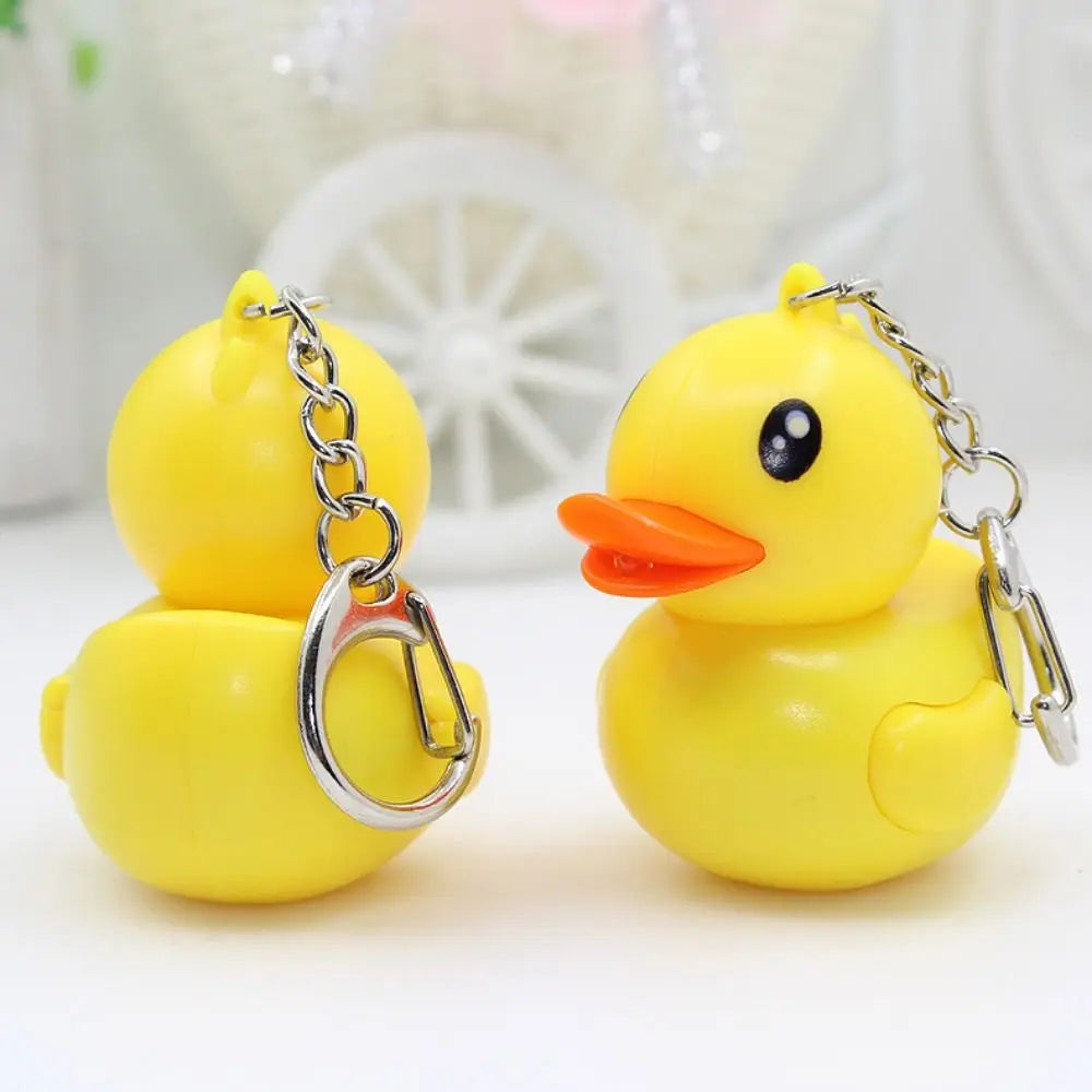 1 Pc Cartoon Yellow Duck Keychains Animal Shape Sound Light-up Keychains Model Doll LED Duck Keyrings Zpaxo