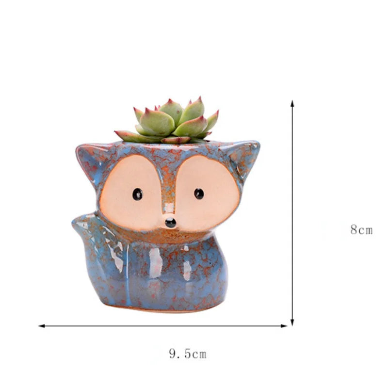 Ceramic Fox Plant Pot Micro Cute Mini Potted Succulents Small Flower