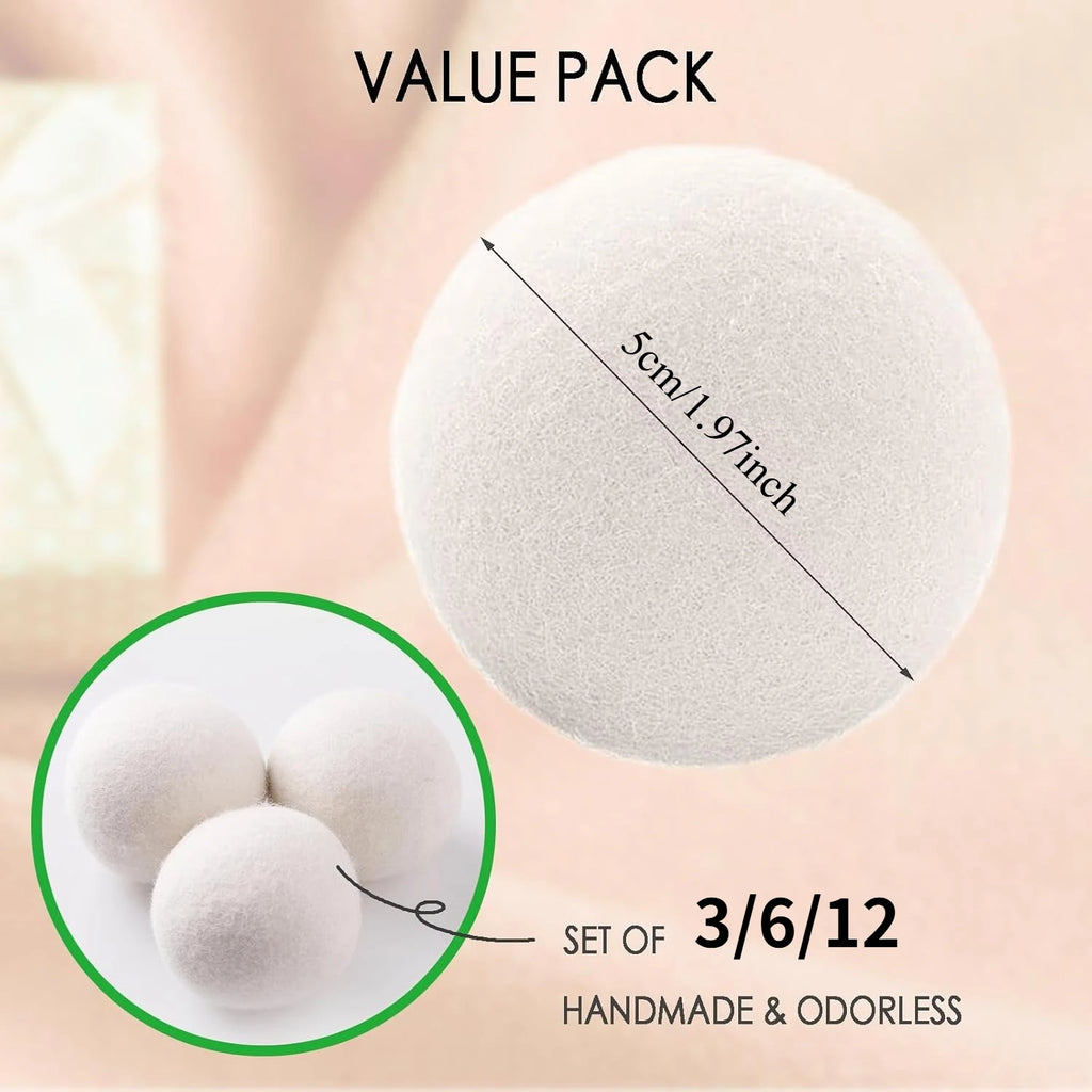 Reusable Wool Dryer Balls – Reduce Static & Drying Time (3/6/9 Pack)