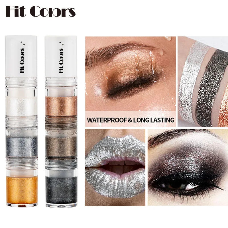 Fit Colors 3 Sections Smoky Eye Water Eyeshadow Diamond Liquid Pearl