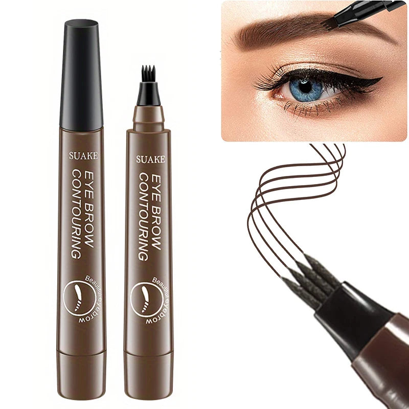 Waterproof Eyebrow Pen, Microblading Eyebrow Pencil With 4 Split Head, Natural Looking Brows Makeup ( 5 Colors) Zpaxo