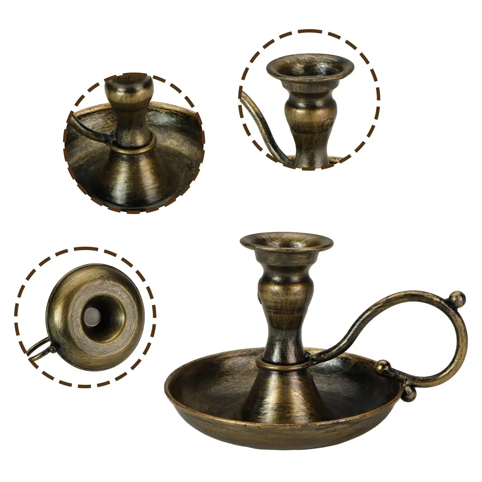 Retro Handheld Metal Candlestick Holder – European Vintage Style Candle Holder Zpaxo