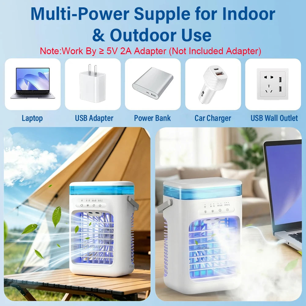 Spray Fan 1 Mini AIr Conditioner Humidifier Cooler Night Light