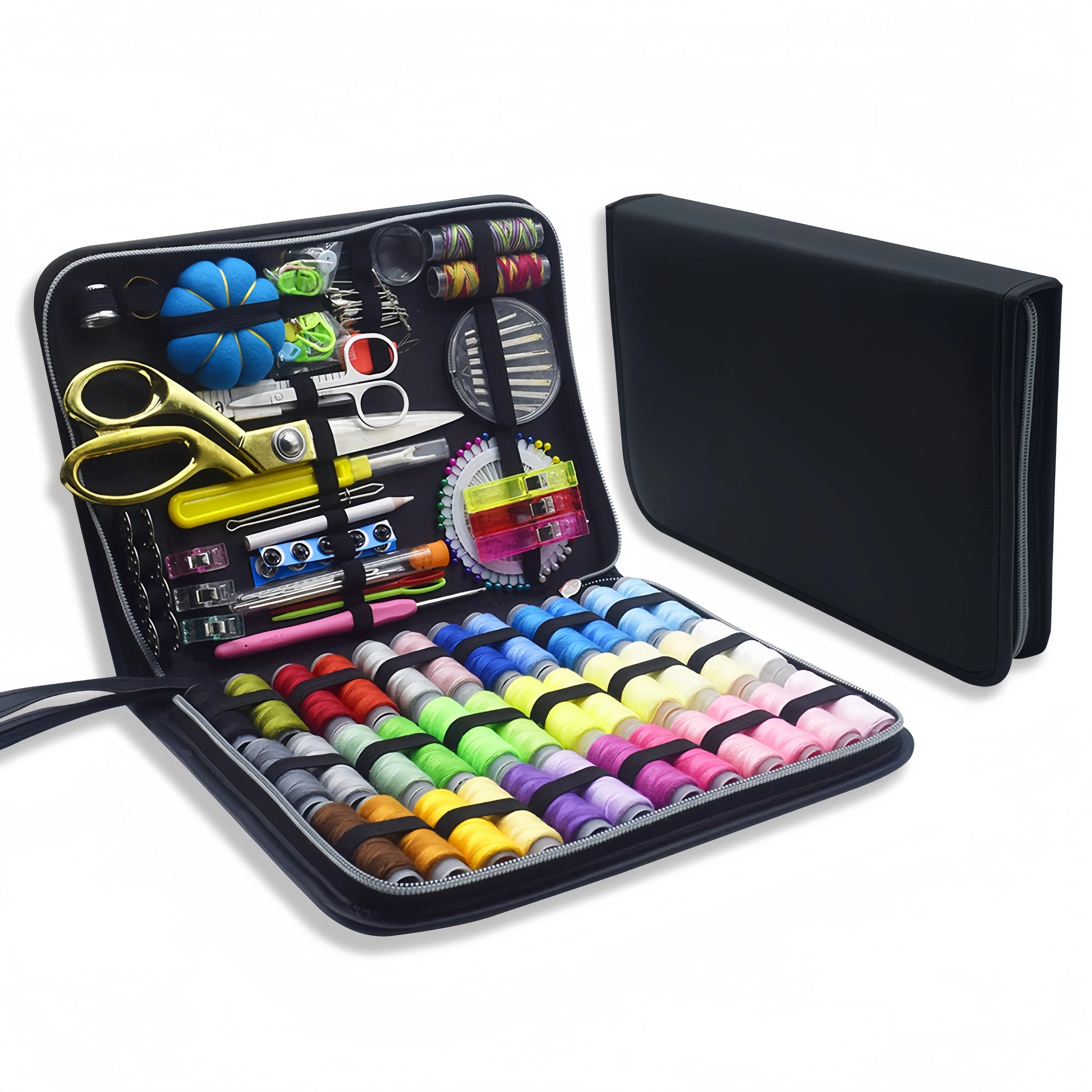 Sewing Kit Complete Set with Threads Needles Scissors Tape Measure Buttons and More for DIY Handcraft Projects Home and Travel Zpaxo
