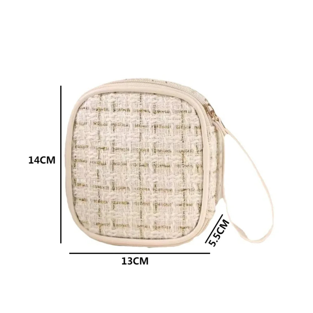 Mini Woven Makeup Bag – Portable Cosmetic Pouch with Zipper, Compact Organizer for Lipstick Keys Coins, Travel & Daily Use Zpaxo