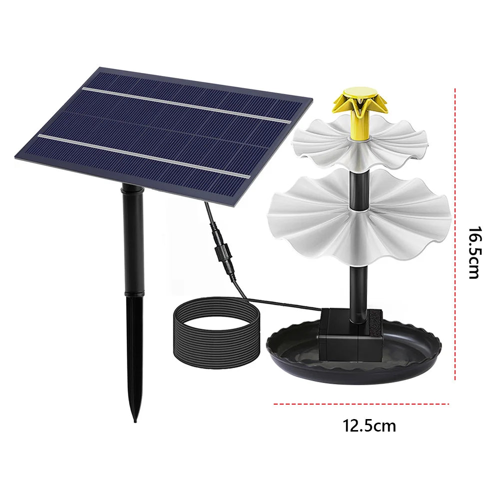 3 Tiered Water Fountain Solar Panel Birdbath Yard Patio Deck