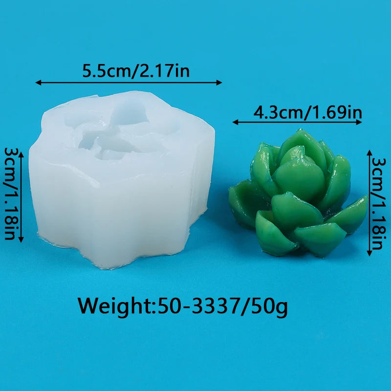 Succulents Candle Silicone Mold 3D Cactus Succulent Plants Soap Aroma Plaster Cement Craft Ornament Making Mold Home Decor Zpaxo 50-3337-D