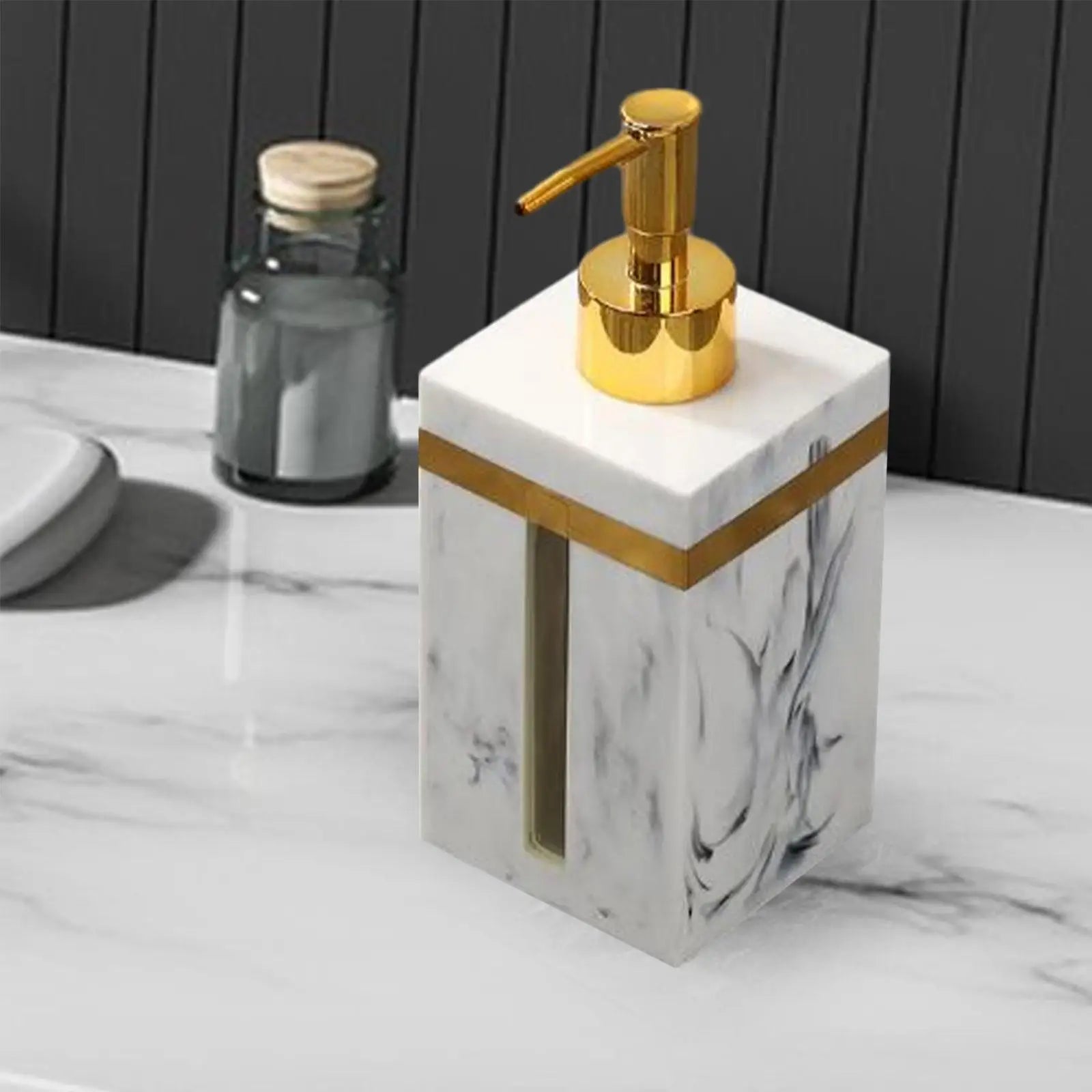 Marble Texture Soap Dispenser Resin Leakproof Hand Soap Liquid Dispenser for Kitchen Laundry Room Hotel Countertop Bathroom Zpaxo 500ml White