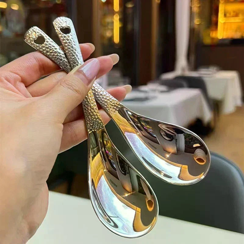 Stainless Steel Soup Spoon Silver Mirror Polished Flatware Rice Home Zpaxo