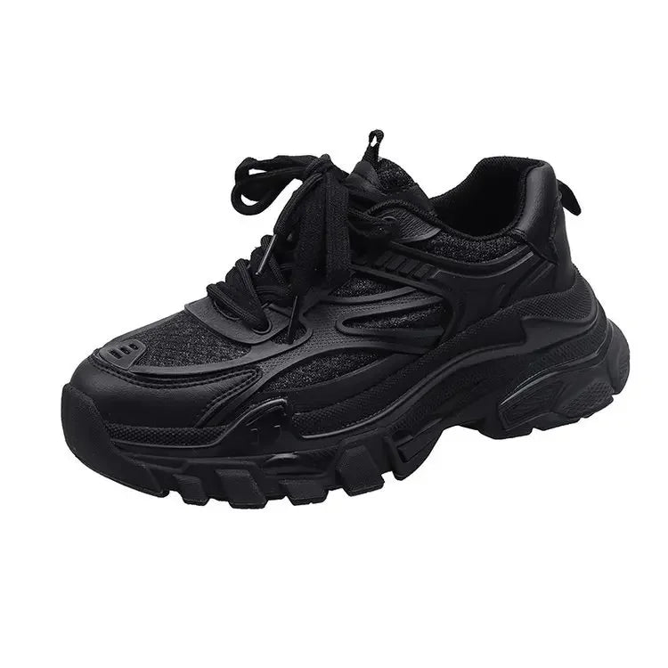 Fashion Platform Sneakers Women Lace Up Shoes Thick Sole Height