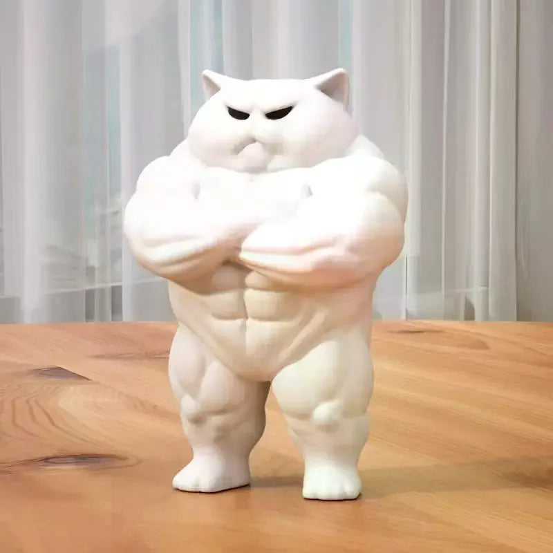 White Muscular Cat, Capybara, Cow, And Tiger Statues, Durable Plastic Home Decorations, Perfect Gift, Interior Living Room Décor Zpaxo