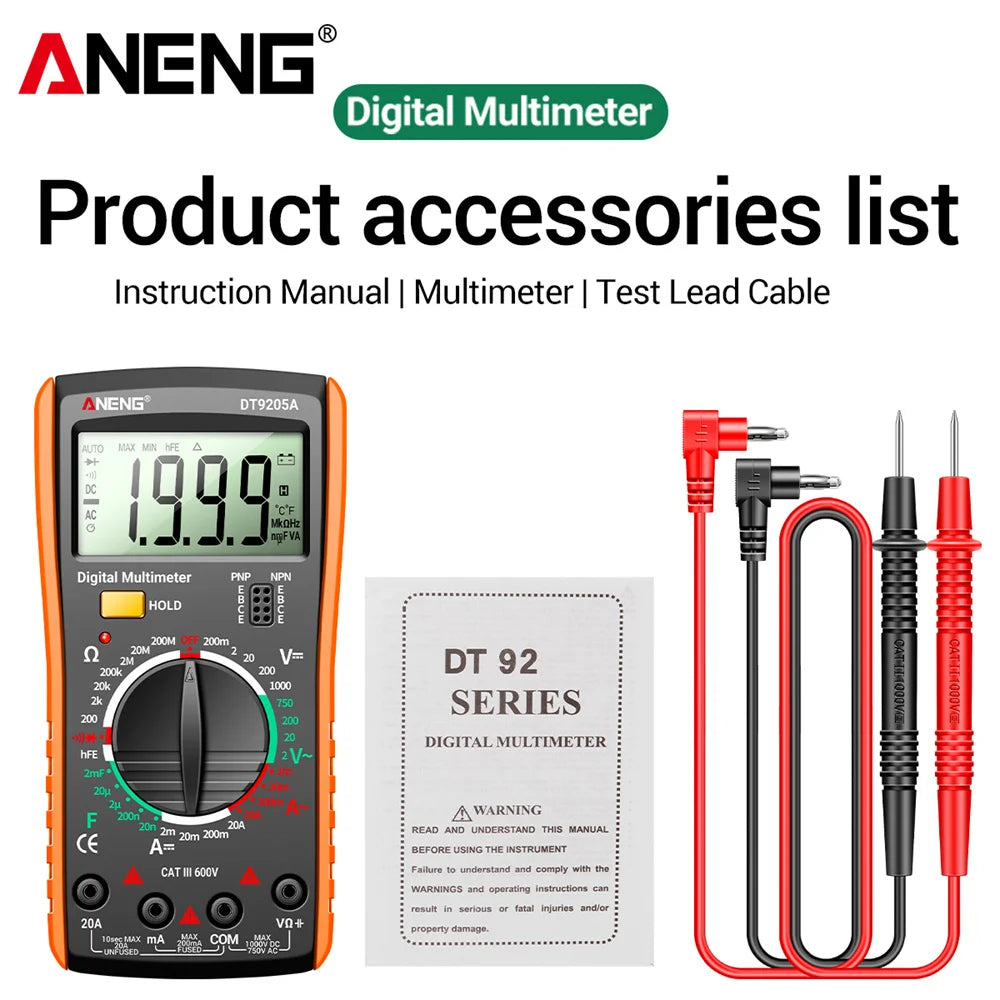 ANENG DT9205A Multi-functional Multimeter Digital True RMS