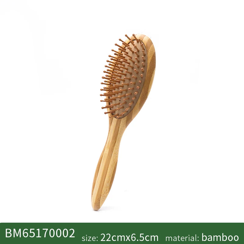 BOOMSLIF Custom Name Bamboo Hair Brush Women Wood Comb Wide Teeth Airbag Massage Scalp Brush Anti-static Hair Comb for Hair Loss Zpaxo Small Size China Mainland