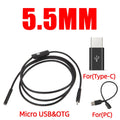 7.0mm Type-C Mini Endoscope Camera IP67 Waterproof 6 LED Adjustable USB Android Flexible Inspection Borescope Cameras For Phone Zpaxo 5.5mm-1m