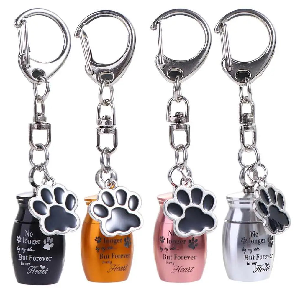 Paw Print Pet Urns Keychain Stainless Steel Dog Cat Ashes Keepsake Zpaxo