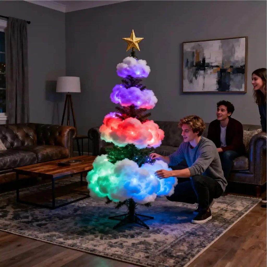 Christmas Tree Lights Indoor 16.4ft Waterproof Cloud Multi-Mode Fairy String Lights Christmas Decorations for Living Room Zpaxo