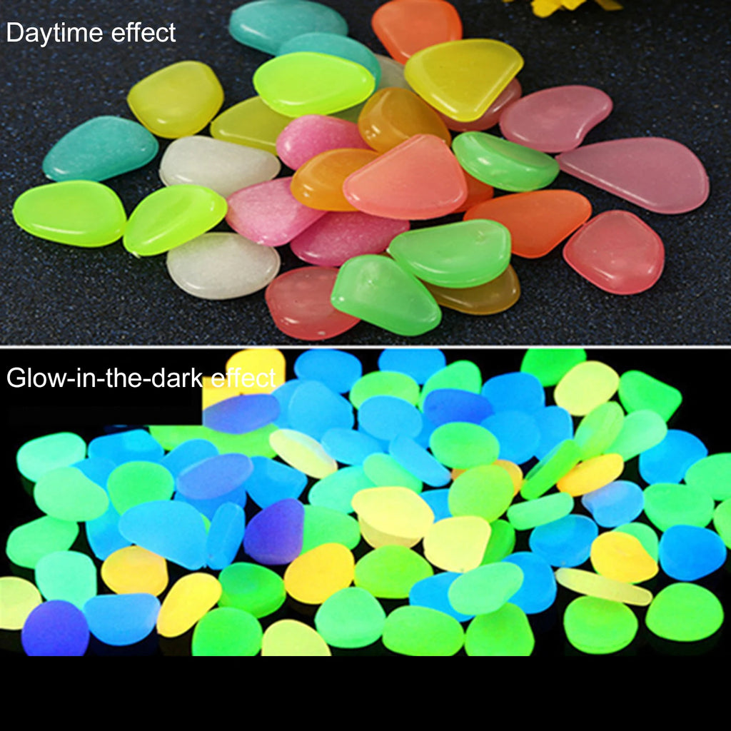 200- Glow Dark Pebbles Resin Luminous Stones Landscape Garden Paths Zpaxo