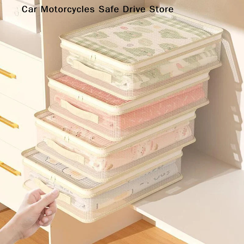 CM1Pcs Foldable Bed Sheet Storage Bags Transparent Clothes Blankets