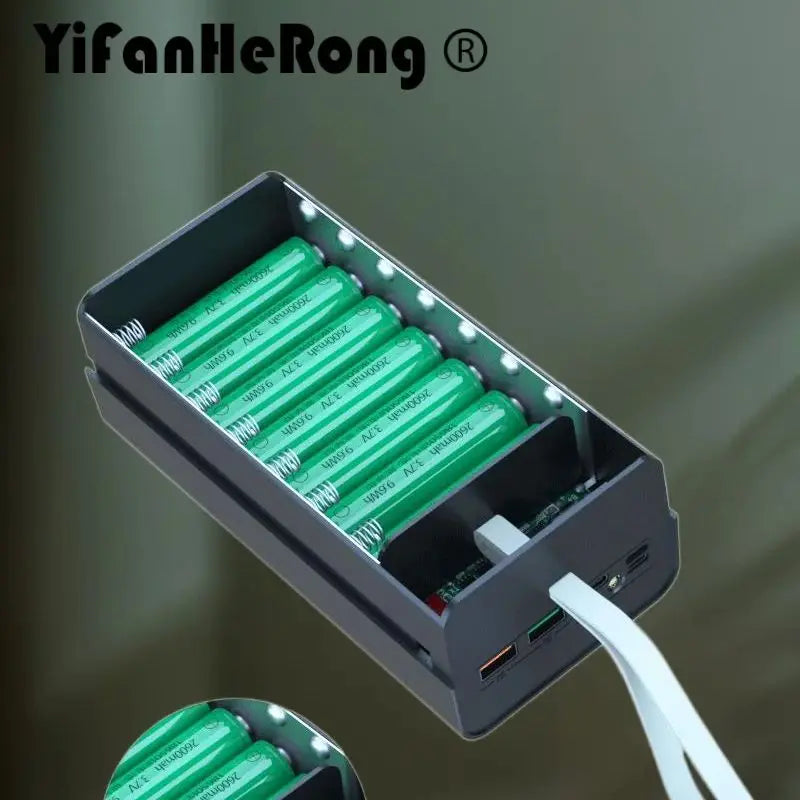 Dual USB DIY Shell Support Quick & Wireless Charger 21*18650 Power Bank Battery Box Case 18650 Battery Storage Box Holder Zpaxo
