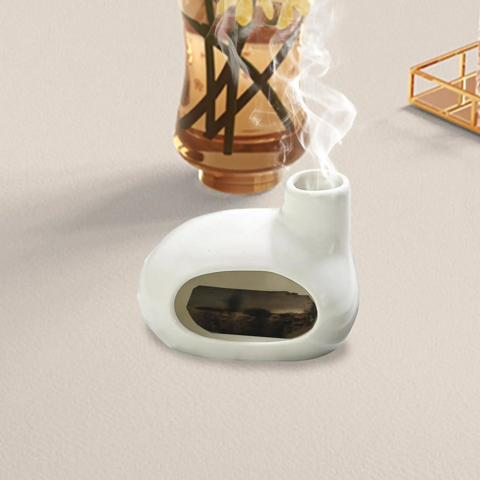 Ceramic Cone Incense Burner & Palo Santo Holder – Ash Catcher Incense Burner Zpaxo White