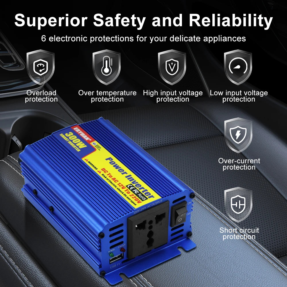 Portable Car Power Inverter 300W Multi Scenario Use Multifunctional