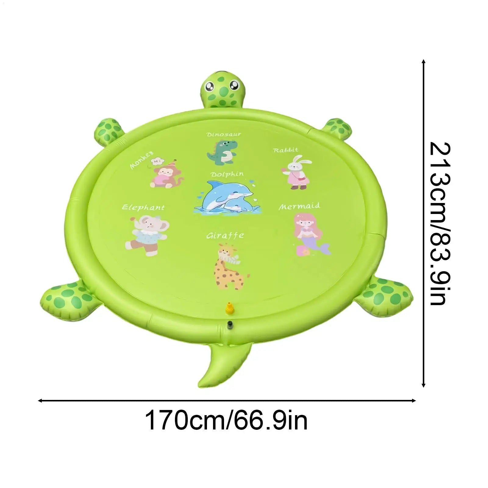 Water Play Pad 83.9in Non-slip Cute Turtle Pool Games Water Play Mat Sprinkler For Boys Girls Pets Backyard Garden Lawn Summer Zpaxo