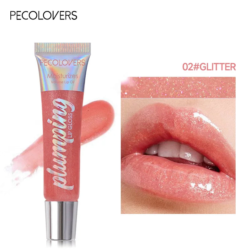1PC Moisturizing Reducing Lip Lines Lip Gloss Lip Plumper Glitter Nutritious Liquid Lipstick Cherry Jelly Lip Oil Clear Lipgloss Zpaxo 02