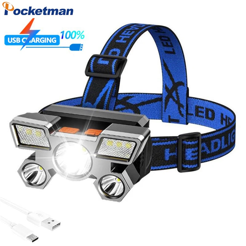POCKETMAN LED Headlamp – 18650 Battery, USB Charge, 4 Modes