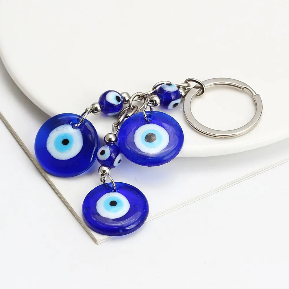 Fashion Retro Feather Chain Good Lucky Palm Ornament Key Ring Car Key Pendant Demon Eye Key Chain Zpaxo