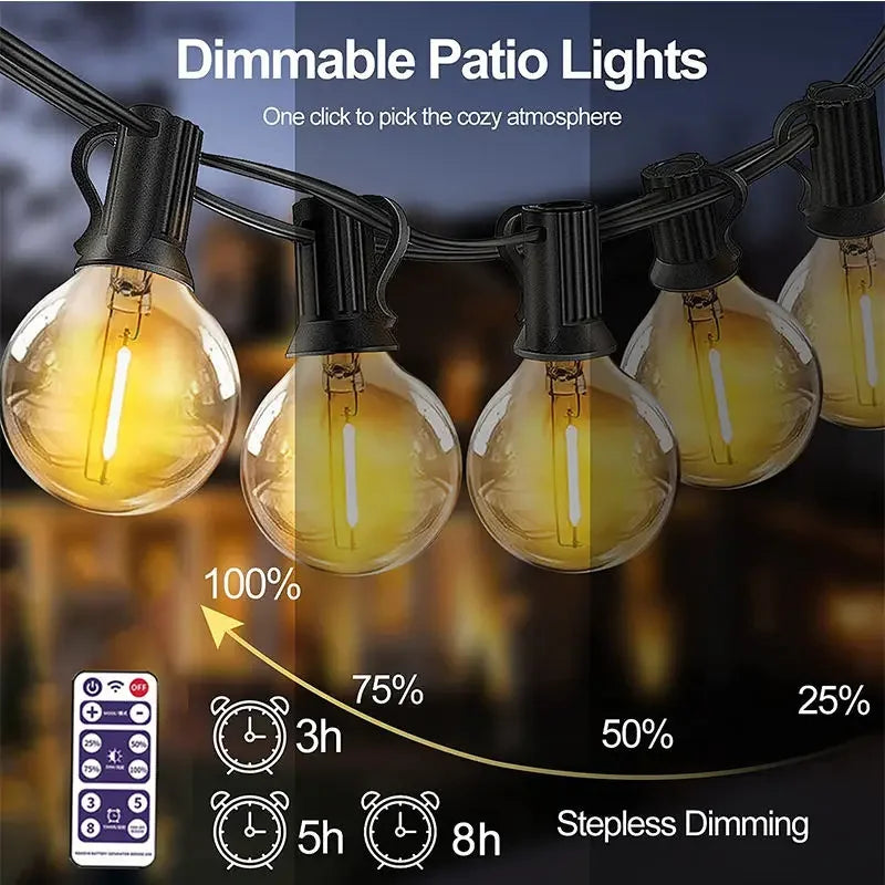 Solar LED Outdoor Lamp G40 Bulbs Camping Fairy Lights Garden Zpaxo