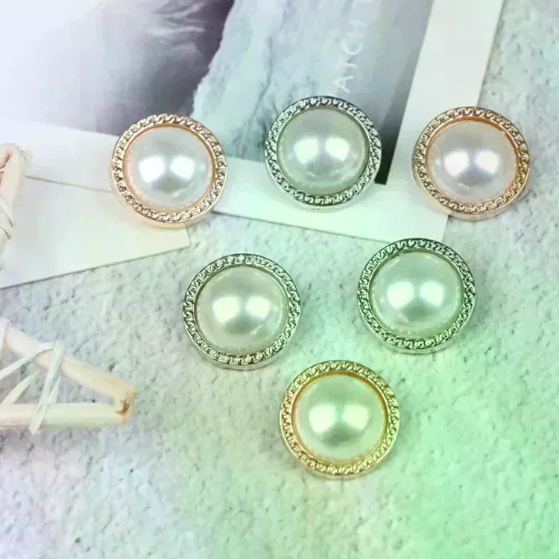 DIY Craft Decoration Pearl Metal Shank Buttons for Sewing Scrapbooking 10pcs Zpaxo