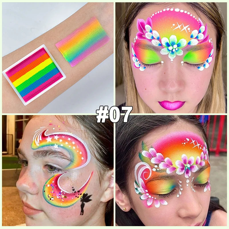 Water-soluble Face Body Paint Makeup Rainbow Painting Brush Palette Zpaxo