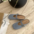 Mary Jane Baotou Half Slipper Women's Summer Outerwear Half Slipper 2025 Summer Soft Flat Bottom Square Toe Slippers for Women Zpaxo blue 35