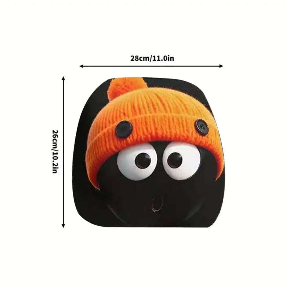 Funny Face Expressions Protector Funny Slanted Eyes Cartoon Print Car Headrest Cover And Cool Decoration Cartoon Face Elastic Zpaxo