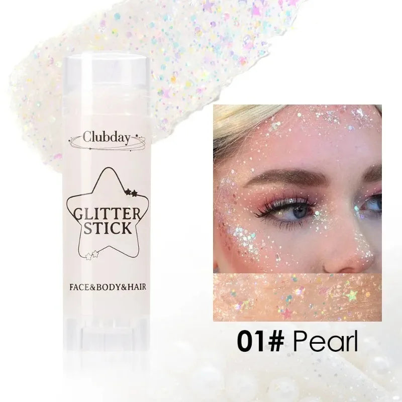 Sparkling Sequins Glitter Gel Stick Face Body Glitter Painting Highgloss Shine White Pearl Eyeshadow Brighten Stage Party Makeup Zpaxo 01