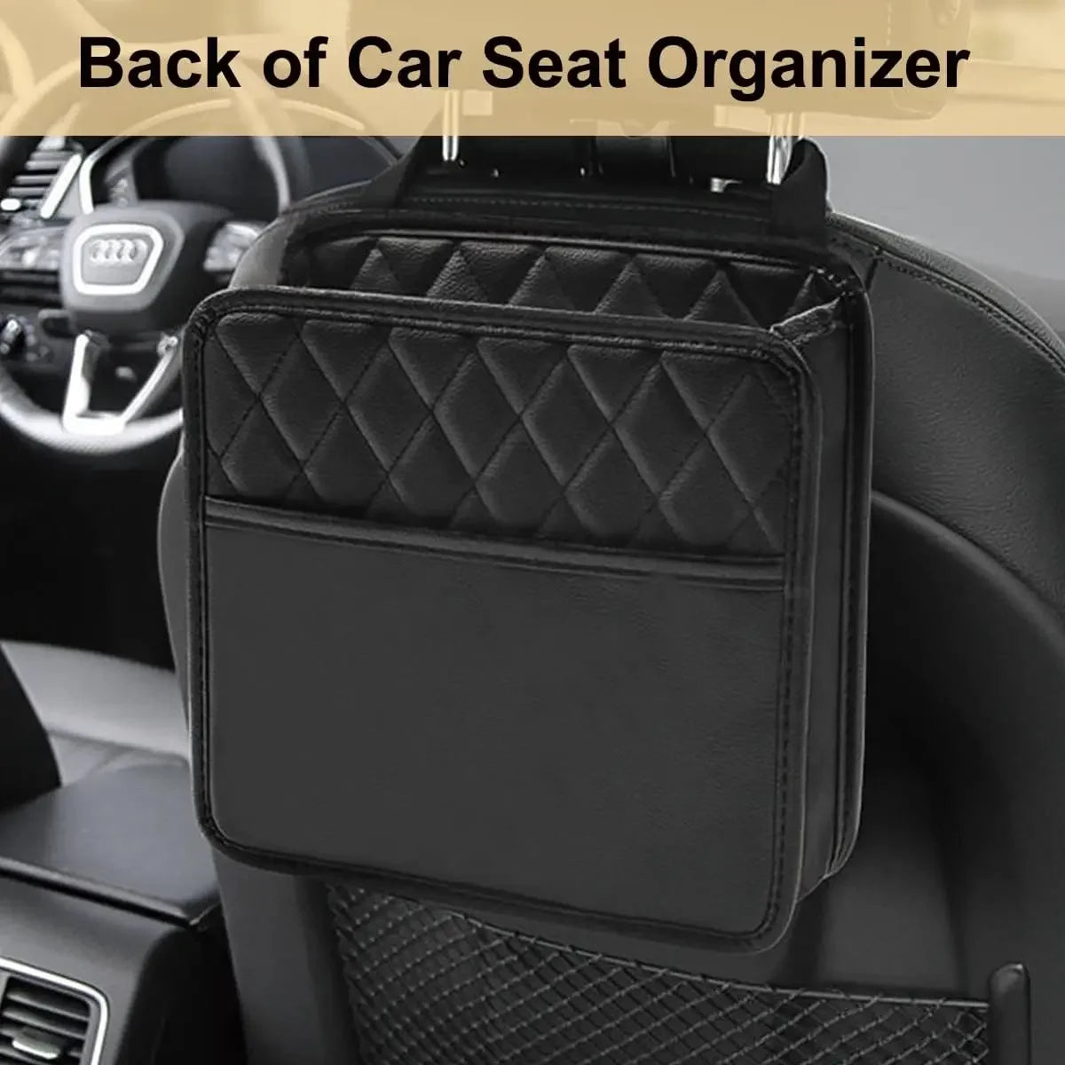 Car Seat Back Organizer – Waterproof PU Leather Hanging Caddy