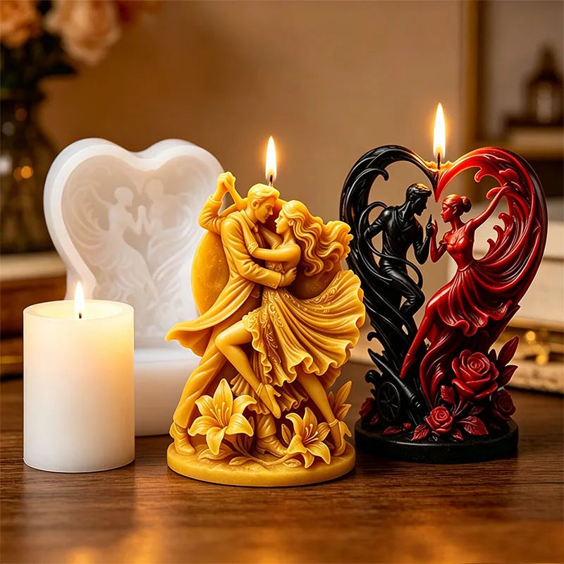 Dancing Couple Silicone Candle Mold for Wedding Valentine's Day DIY Aroma Soap Wax Gypsum Plaster Craft Ornament Mold Home Decor Zpaxo